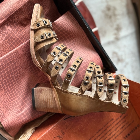 FREEBIRD leather Brown Strappy Ankle Boots - Picture 9 of 9